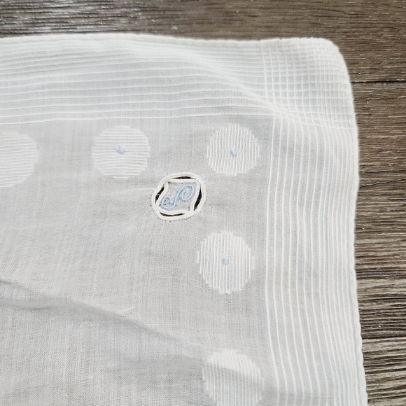 Vintage White Cotton Blue Embroidered S Initial Handkerchief - Picture 8 of 9